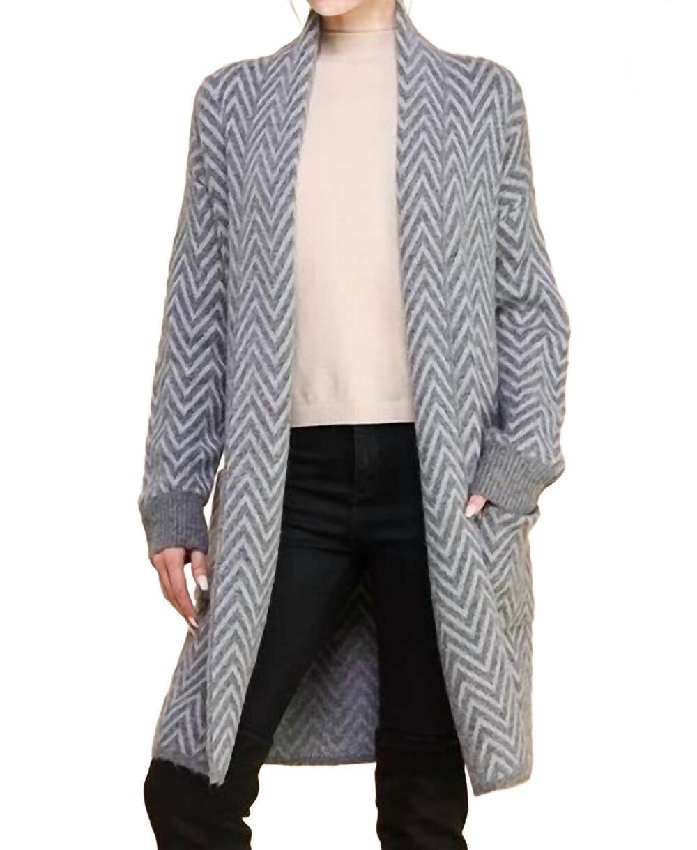 NEW ALLIE ROSE heathered chevron shawl cardigan in grey